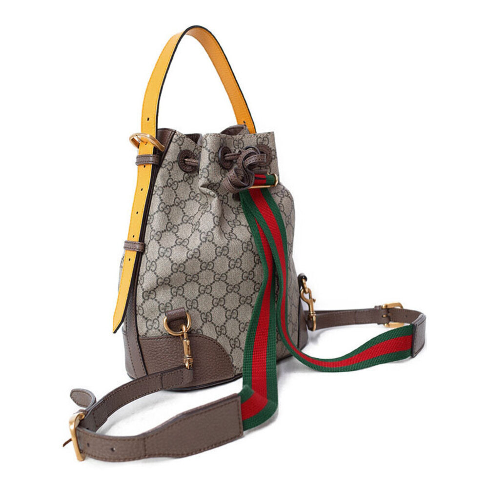 Gucci Neo Backpack Supreme Drawstring Bucket GG Brown